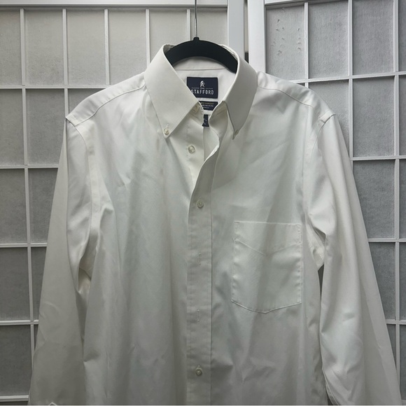 Stafford Performance Pinpoint White Button Down Shirt 15 34-35 EUC - Picture 3 of 7